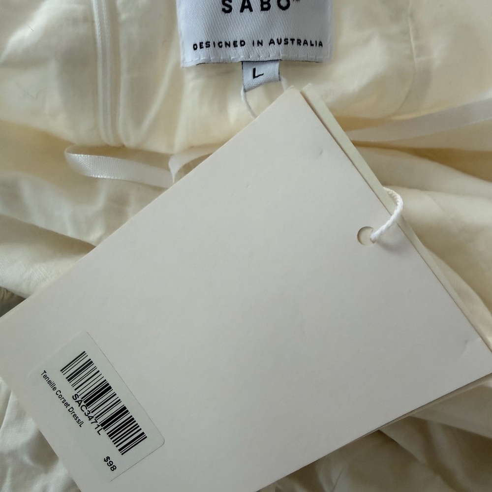 NWT SABO Australia Teneille Corset Dress White Mini Cut Out Tie Back Bride - Picture 9 of 10